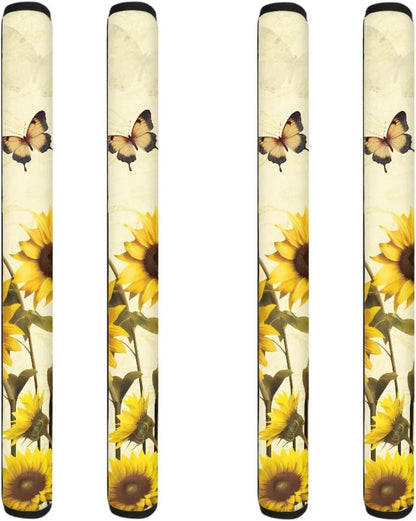 Sunflower Butterfly Fridge Handle Cover, Washable Durable Set of 4 Anti-Slip Kitchen Appliance Covers