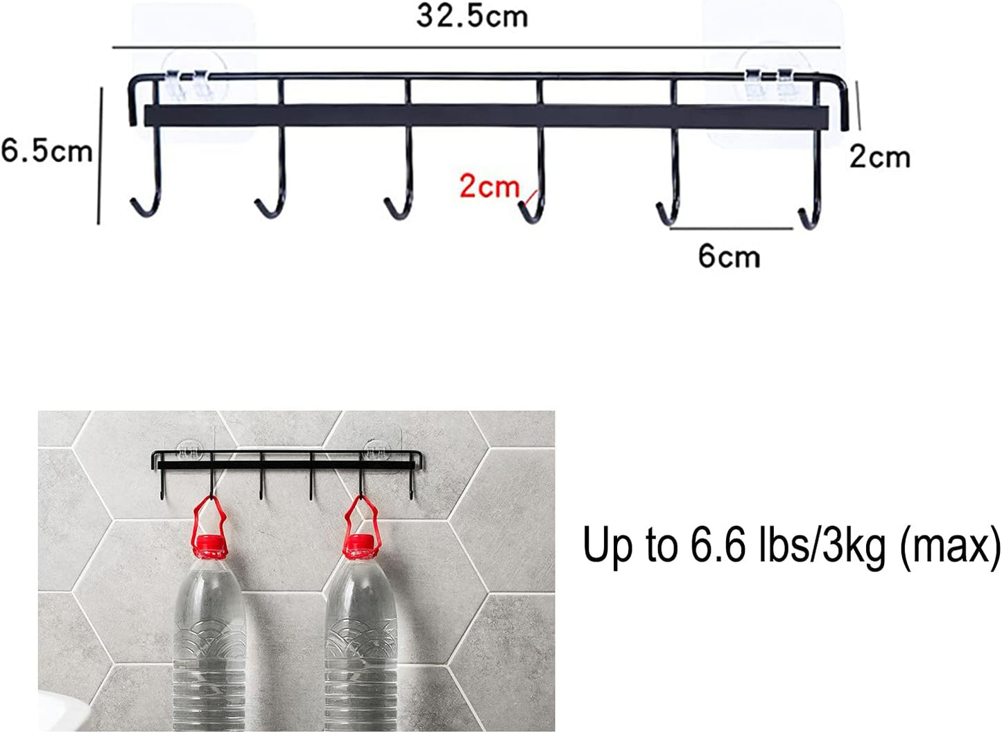 YYaaloa 2Pack Wall Hooks - Coat Hat Hook White Rack with 6 Hooks for Key Hanger and Clothes Holder