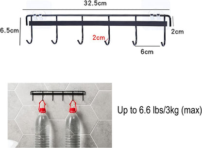YYaaloa 2Pack Wall Hooks - Coat Hat Hook White Rack with 6 Hooks for Key Hanger and Clothes Holder