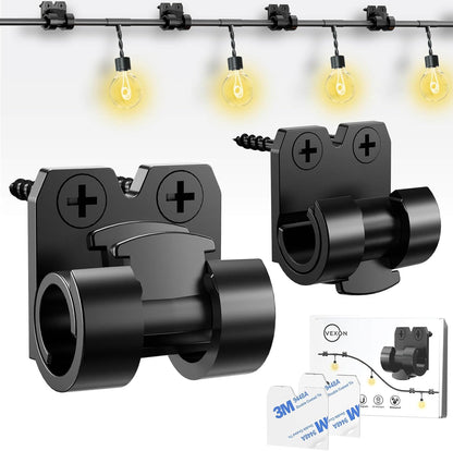 25pcs VEXON Hooks for Outdoor String Lights Clips: Christmas Light Clips with Waterproof Adhesive for Hanging Balcony