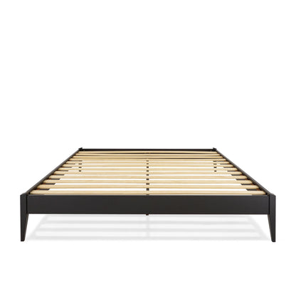 Bme Dinkee King Platform Bed Frame Wood 15 Inch - Solid Wood Bed Frame - Modern & Minimalist Style - 12 Strong Wood Slat Support - Easy Assembly - No Box Spring Needed - Black