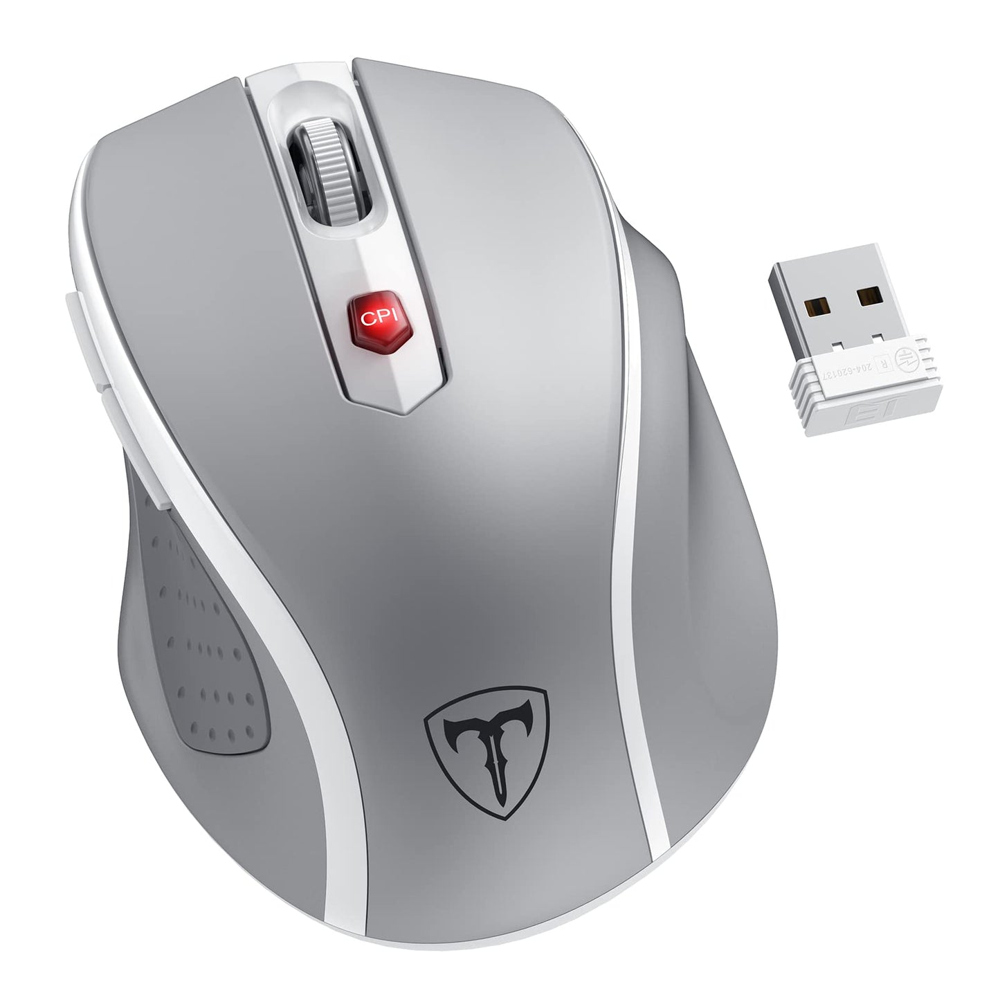 Wireless Mouse, D-09 Computer Mouse USB Cordless Mice for Laptop, Ergo Grips, Lightspeed 5-Level 2400 DPI, 16 Months Battery, Portable for PC Mac Chromebook (Black)
