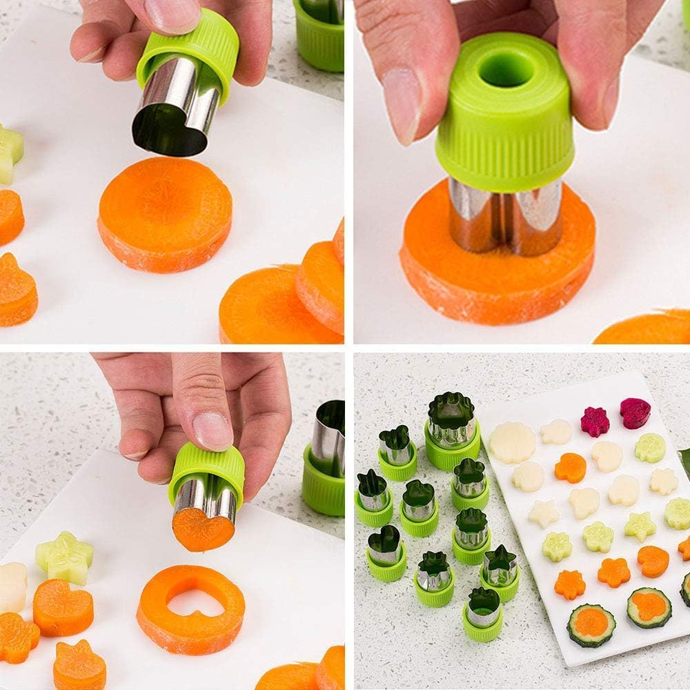 LetGoShop Cookie Cutter Sets for Kids, 12 Shapes Biscuit Cutters with Safety Handle & 10 Cartoon Food Forks