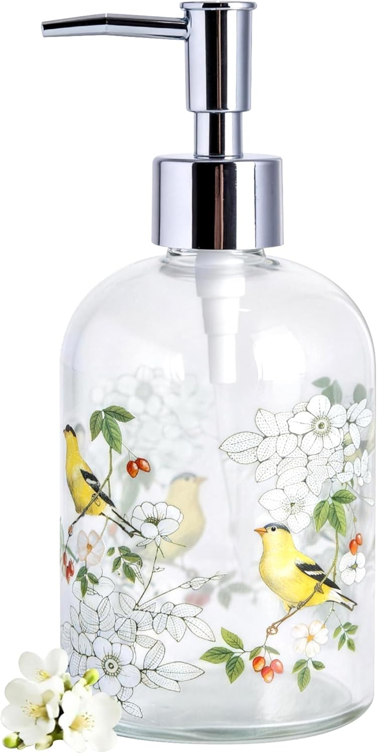 17oz Topadorn Glass Soap Dispenser with Plastic Pump for Kitchen and Bathroom, Refillable Clear Bottle for Dish Soap