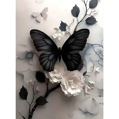 ZHUDENGXJL Butterfly Flower Diamond Art Kits for Adults,5D Full Round Drill Diamond Painting Kits for Beginners,DIY Diamond Dots Paintings Picture Arts Craft for Adults,Home Wall Decor 12 X 16Inch