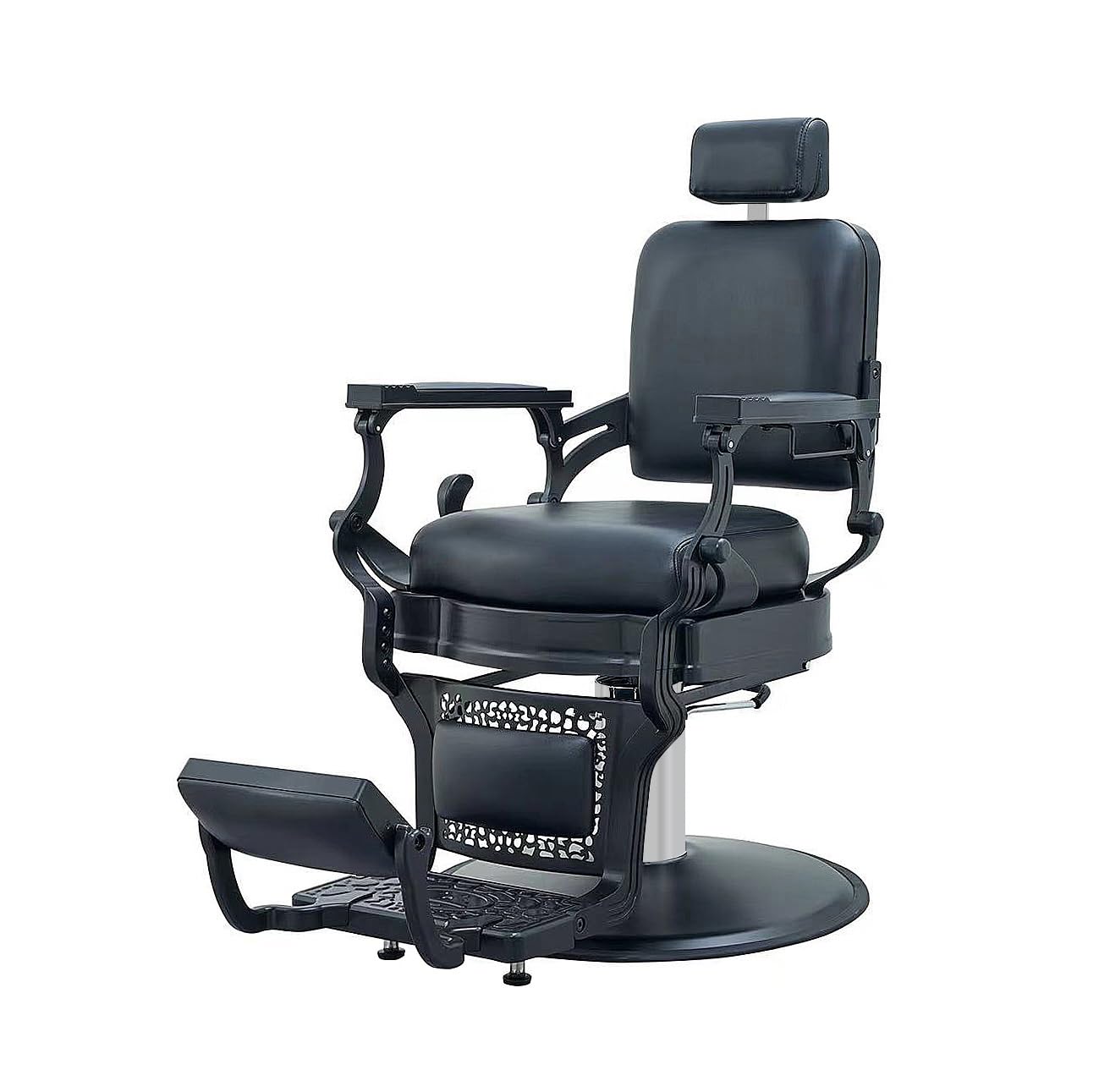McDooFly Barber Chair Heavy Duty 700 lbs - Salon Chair for Hair Stylist - Black Reclining Barber Chairs for Barbershop - Salon Tattoo Shampoo Beauty Massage Equipment