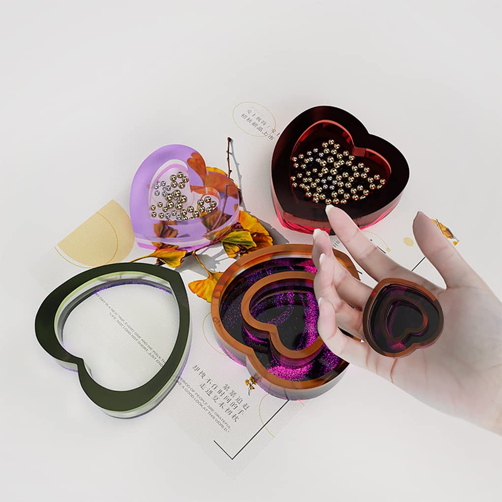 FineInno Heart Shaker Resin Molds,Hollow Heart Epoxy Resin Molds,Jewelry Molds for Epoxy Resin DIY Quicksand Pendant, Necklace,Craft Making