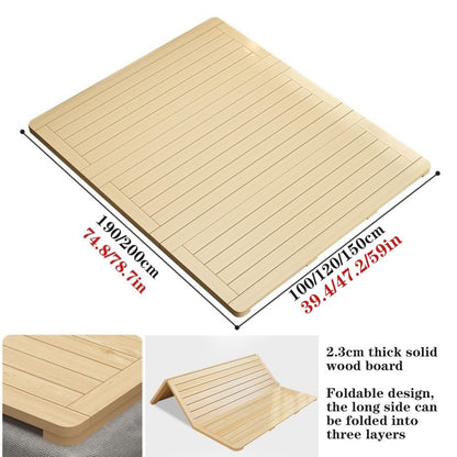 Foldable Wooden Bed Board, Solid Wood Slatted Mattress Support, Compact Floor Sleep Mat, Japanese Style Bed Frame, Easy Storage