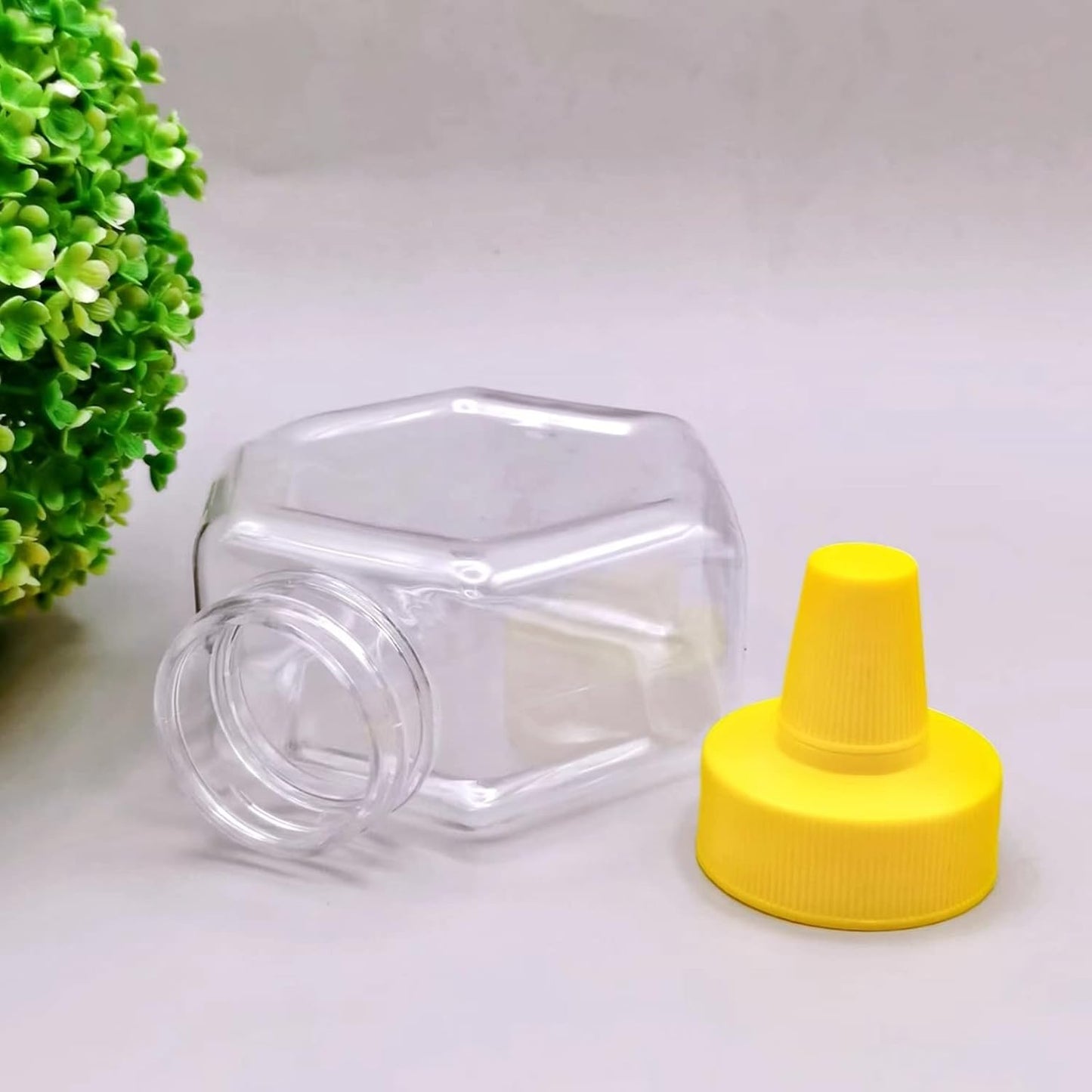16 Pack 7 Oz Elsjoy Plastic Honey Bottle Jars, Squeeze Bottles Empty Jars with Spout, Refillable Condiment Bottles