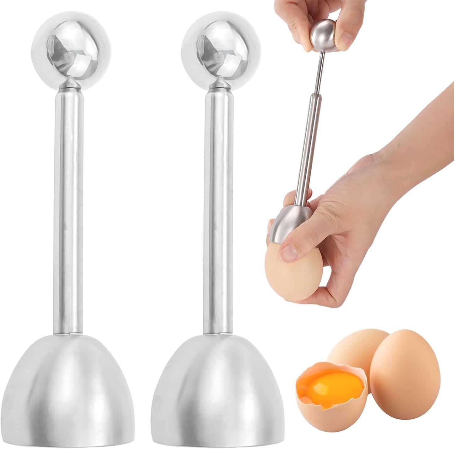 2 PACK Stainless Steel Egg Topper, Opener Cracker, Perfect Egg Opener for Soft and Hard Boiled Eggs, Eggshell Cutter