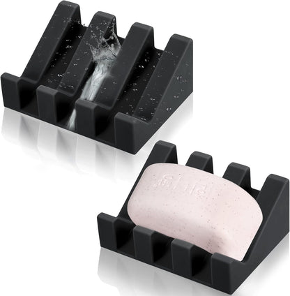 2 Cunhill Pieces Silicone Soap Dish Self Draining Soap Dish Shower Waterfall Bar Soap Holder Tray with Drain Soap Saver