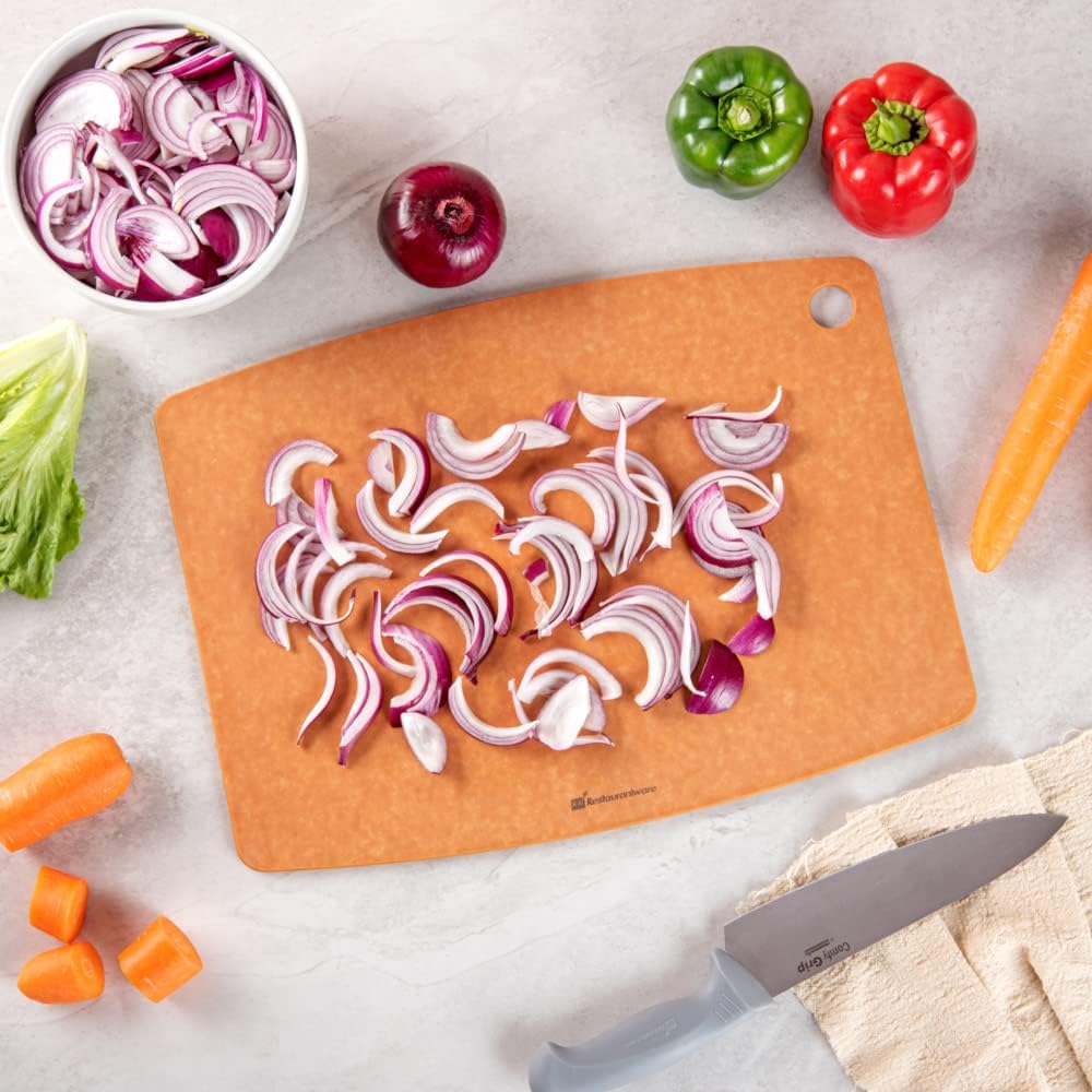 Restaurantware Nature Tek 17.3 x 12.8 Inch Double-Sided Chopboard, Durable Cutting Board with Thumb Hole