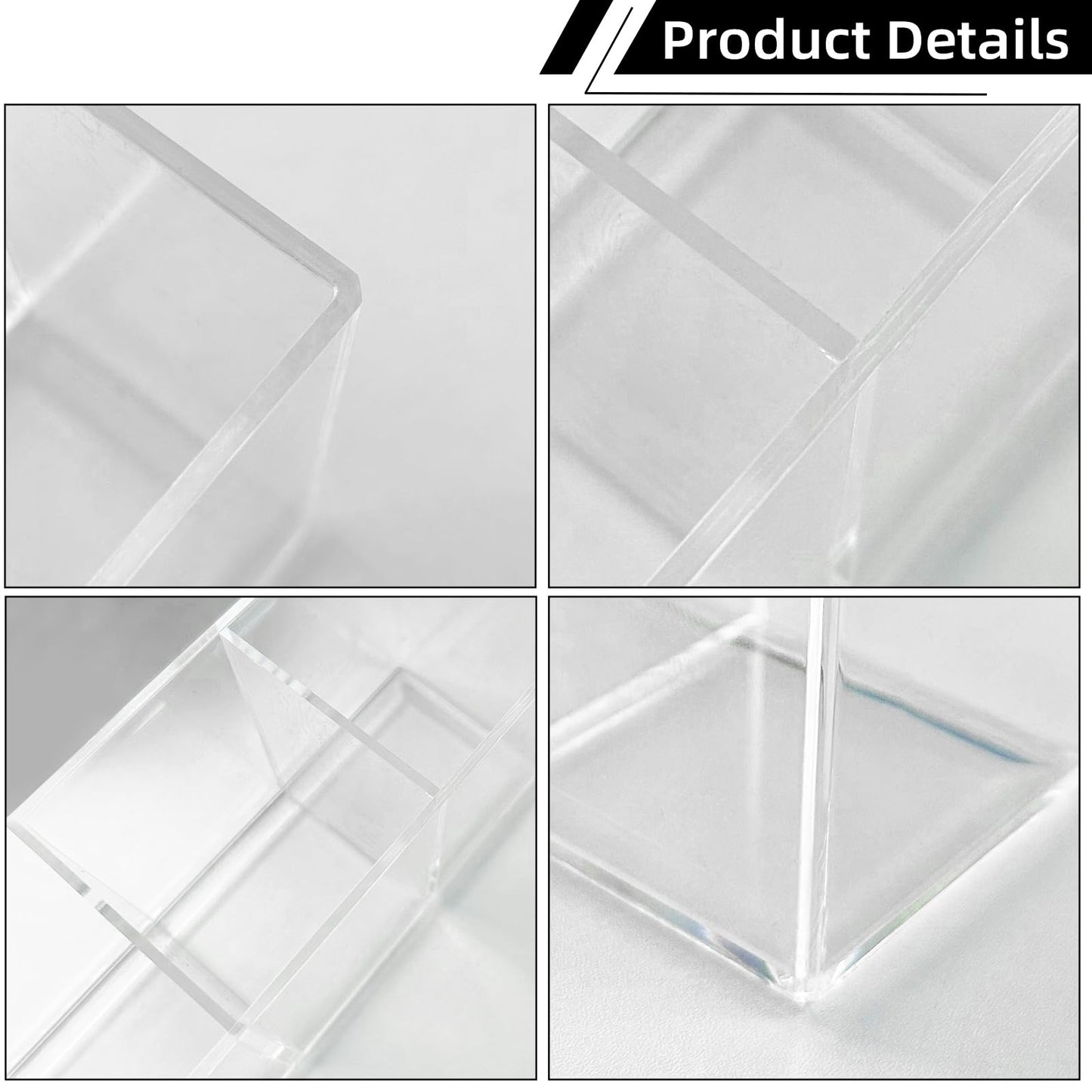 eieioo Acrylic Makeup Brush Holder, 2 Pack Clear Pencil Holder, Desk Accessories Holder with 3 Compartments, Brush Organizer for Vanity, Desk, Cosmetic Display