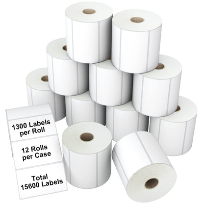 Labelchoice 3-Proof 2"x1" Direct Thermal Barcode Labels Rolls for Zebra LP2824 ZD411 ZD410 ZD421 ZD420 GK420D, 12 Rolls 15600 Pcs Waterproof Return Address Label Used with Rollo MUNBYN Desktop Printer