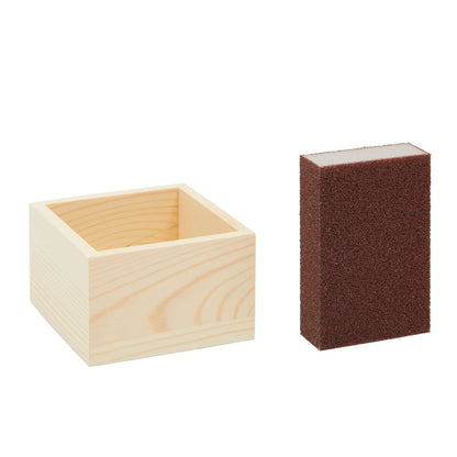 Bright Creations Centerpieces - 10 Unfinished Pine Mini Wood Crates 4 x 4 x 2.3 In & Sanding Sponge, Cream & Brown - DIY Craft Decor & Storage Display