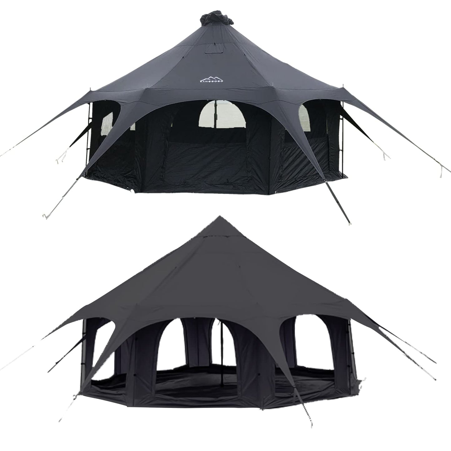 Kanggogo 5M Cotton Canvas Tent Bell - Yurts with Stove Jack，16.4ft*High9.2ft ，Breathable and Windproof,Glamping for 6/8/10Person Family Camping (8-10 People)