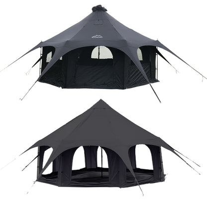 Kanggogo 5M Cotton Canvas Tent Bell - Yurts with Stove Jack，16.4ft*High9.2ft ，Breathable and Windproof,Glamping for 6/8/10Person Family Camping (8-10 People)