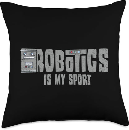 Robotics Is My Sport Throw Pillow - Robot Engineering Vintage