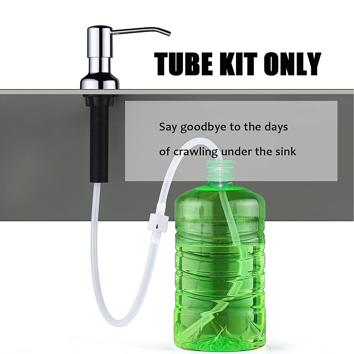 Sink Soap Dispenser Extension Tube Kit with Upgraded Check Valve, 47" Under Counter Soap Dispenser Tube for Kitchen Sink, Fit Most Soap Containers, Strong Suction, No More Tiny Bottle Daily Refills