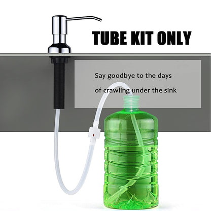 Sink Soap Dispenser Extension Tube Kit with Upgraded Check Valve, 47" Under Counter Soap Dispenser Tube for Kitchen Sink, Fit Most Soap Containers, Strong Suction, No More Tiny Bottle Daily Refills