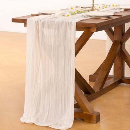 Socomi Cheesecloth Table Runner - 6pcs Ivory White Boho Rustic 120 Inch for Weddings & Events