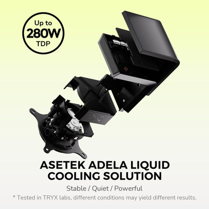 TRYX Panorama SE 360 ARGB 360mm AIO Rotatable 6.67'' AMOLED Curved Screen 3D Anamorphic Effect Customizable AIO Cooler 360mm Asetek Adela Pump 280w TDP ARGB Fan Intel LGA 1851/1700 AMD AM5/AM4