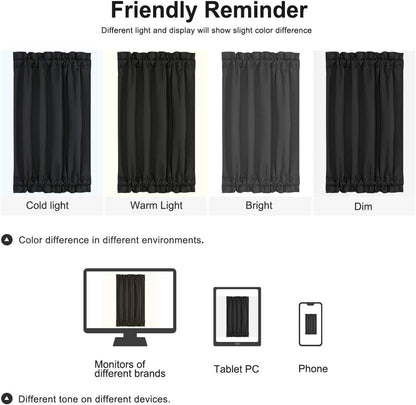 PiccoCasa Blackout French Door Curtain Panel - Solid Blackout Door Curtain Drapery with Tiebacks - 1 Panel Black W25 x