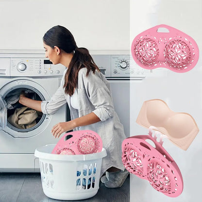 Bra Washing Bag Silicone Mesh, Reusable Pink Silicone Bra Wash Bag Fits A-C Cup Bras, Anti-Deformation Lingerie Bag