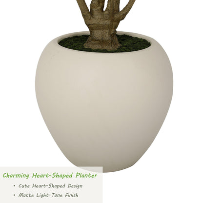Nafresh 8FT Large Faux Olive Tree with 18.4''Wx16.5''H White Planter & Warm White Spotlight, Olive Trees Artificial Indoor with Multi Branches, Fake Olive Tree for Indoor Outdoor Home Office Decor