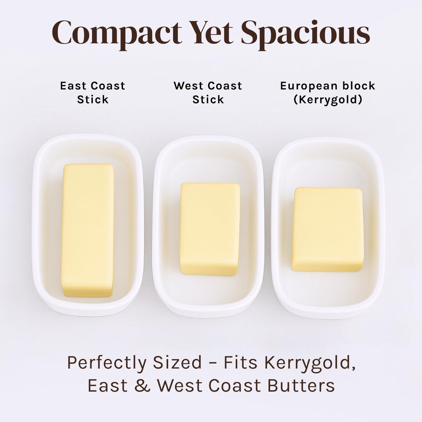 Eco Modern Bamboo Fiber Butter Dish with Lid - White Butter Crock Holder for Kerrygold, Dishwasher Safe