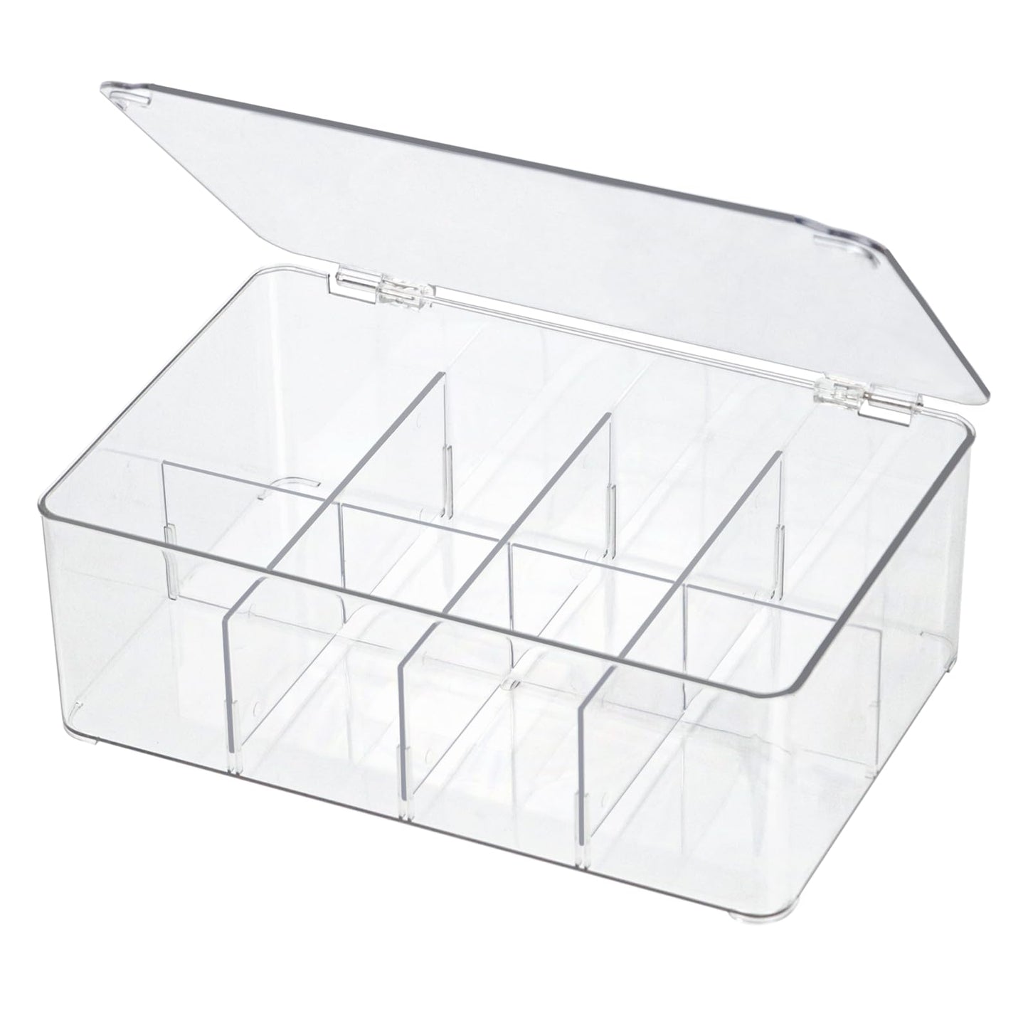 ZEXALOR Clear Tea Bag Organizer, Dresser Organizers Drawer Organzier Storage Container with Removable Dividers, Plastic Storage Bin with Lid, Organizer for Scarves Ties Bras