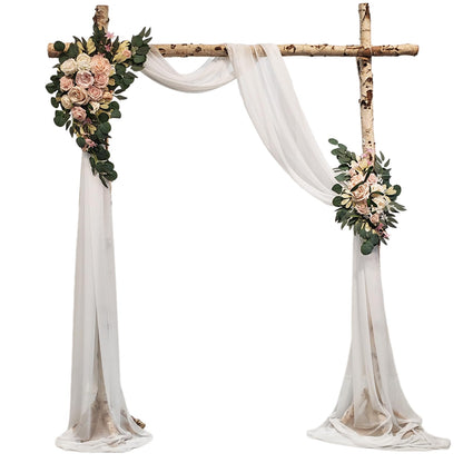 Garvee Arch Flowers with Drapes Kit (Pack of 3) - Includes 2Pcs Artificial Flower Arch Decor & 1Pcs Drapes, for Wedding Ceremony Bouquets Reception Backdrop Decoration, White