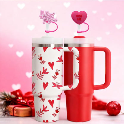 6PCS Valentine Day Straw Cover Cap for Stanley Cup, Silicone Straws Topper for Stanley 30&40 Oz Tumbler with Handle, 10mm/0.4in Drinking Straws Tip Covers for Valentine Gifts