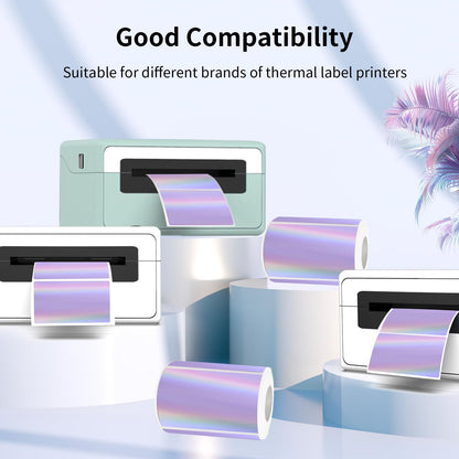 YEGAWEN 3x2 Inch Holographic Thermal Labels, Purple Thermal Sticker Labels, Rainbow Glitter Thermal Stickers for Price, Barcode, Mailing, Name, DIY Custom Logo Design, 200 Sheets/1 Roll