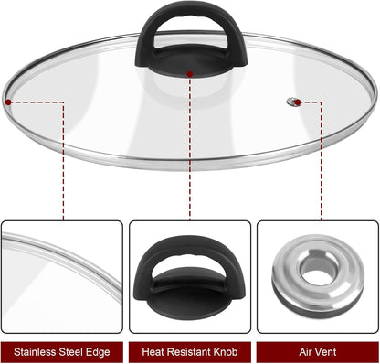 Tempered Glass Pan Lid, 8" Pot Cover with Heat Resistant Handle for Frying Pan, Skillet, Cast Iron, Wok