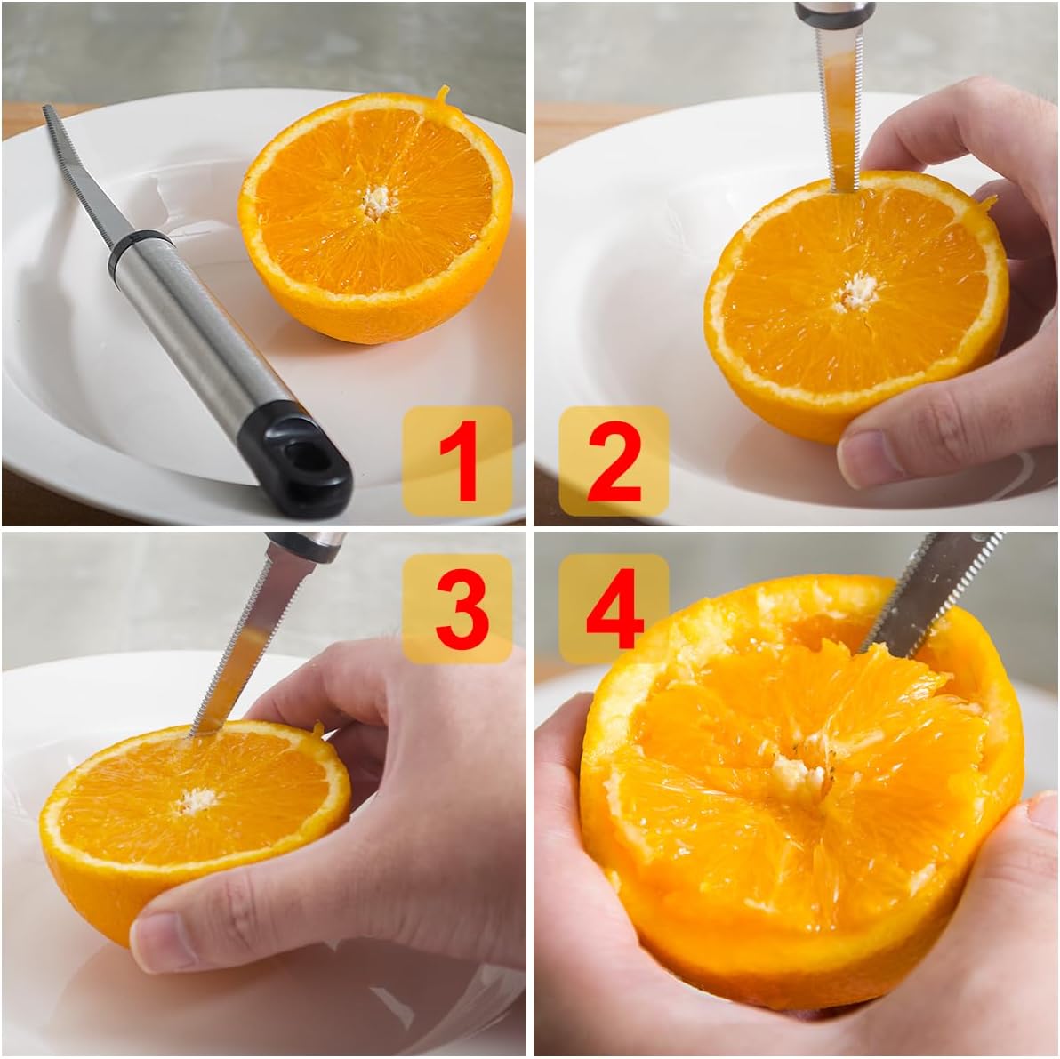 Grapefruit Utensils Set - 4pcs Stainless Steel Grapefruit Spoons and 1 Curved Knife with Serrated Edge for Citrus Fruits