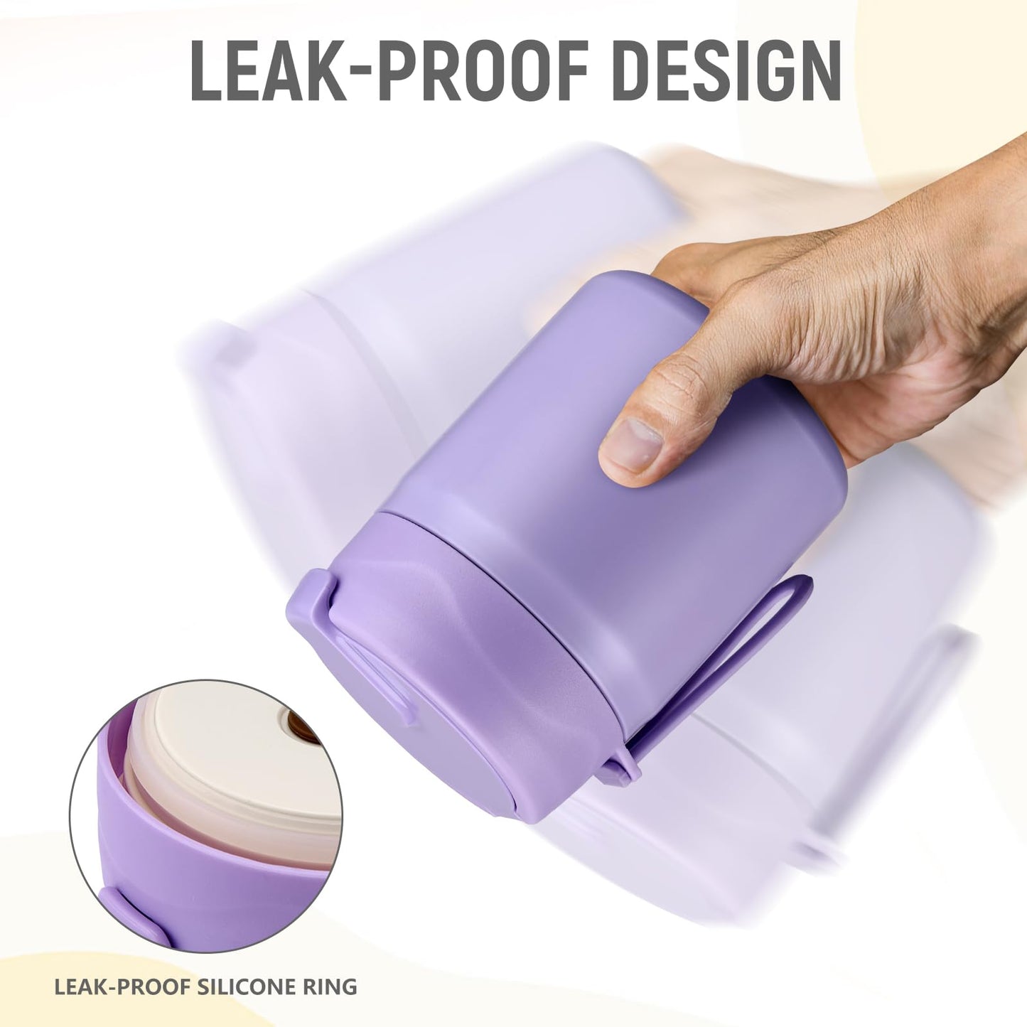 Pawtong 17oz Soup Thermo for Hot Food Kids Insulated Vacuum Food Jar with Stainless Steel Spoon Wide Mouth Thermo Leakproof Lunch Food Container Kids Hot Lunch Box (Purple)