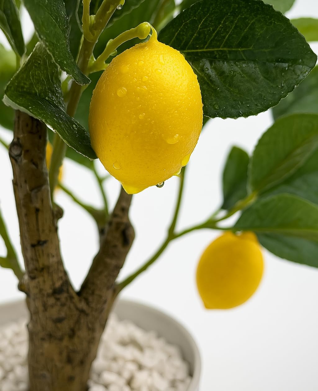 18 AceList Artificial Lemon Tree with White Pot, Faux Citrus Plant for Kitchen, Bathroom, Office or Shelf Decor
