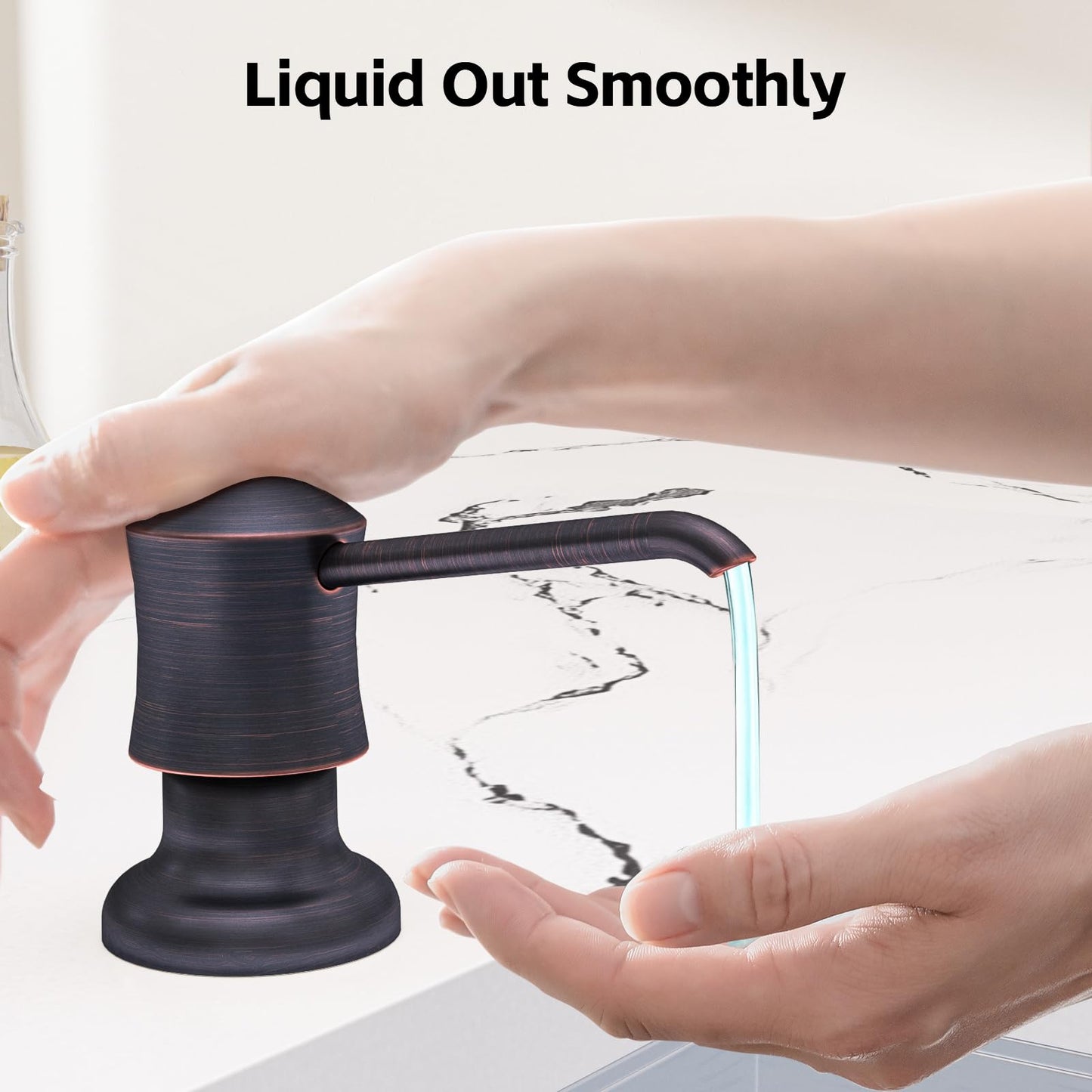 SAMODRA Sink Soap Dispenser for Kitchen Oil Rubbed Bronze Dish Lotion Dispenser 12 OZ Bottle Built in Design Refill from The Top