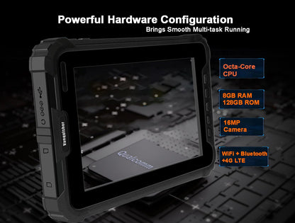 Vanquisher [2025 Launched] Ultra Rugged 8-inch Enterprise Tablet PC, Android 14 Warehouse Tablet with 2D Barcode Scanner | 8GB+128GB Large Memory | 10000mAh High Capacity Battery | IP67 Waterproof