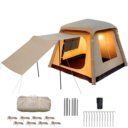 Auto Inflatable Tent for Camping 2/3/4 Person, TPU Material Eco-Friendly 1-Min Instant Air Pop Up Shelter with Pump and Windows-Portable Wind Waterproof Cabin Hiking Beach 4 Season 7.5 * 7.5FT