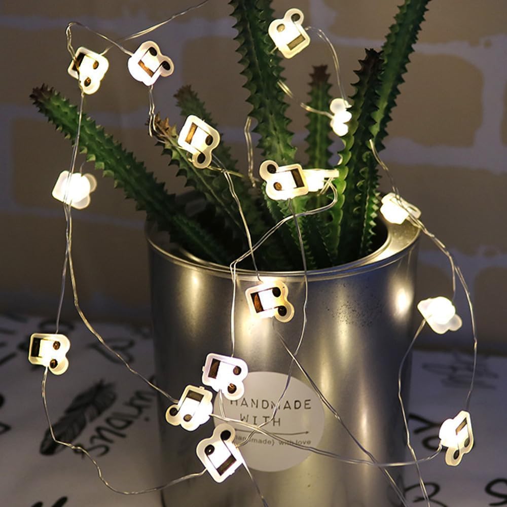 16FT 50LEDs 3AA Outdoor(1 Pack) GUOCHENG Music Note String Lights, Music Stave Fairy Light Batteries Operated
