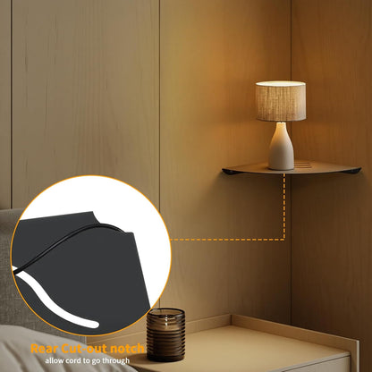 1Pack 6 Small Corner Shelf, Floating Metal Corner Shelves,Corner withs Wire Hole for TV, Cable Box,Corner Wall Shelf