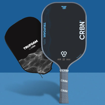 CRBN Pickleball - TruFoam Waves Paddle - Elongated w/Long Handle - Carbon Fiber Pickleball Paddle - 100% Foam Core Designed for Maximum Power, 14mm