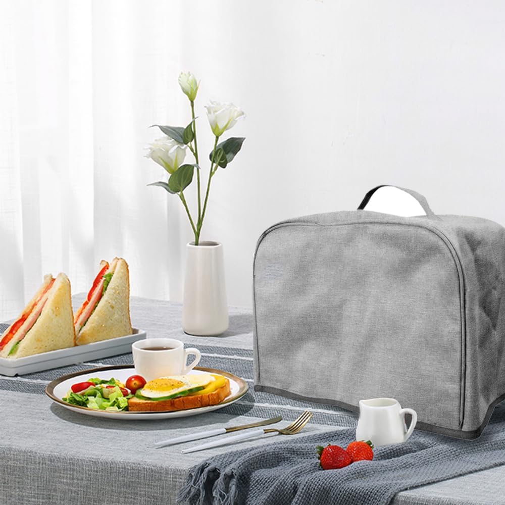 Large 4 Slice Toaster Cover, Dust-proof & Oil Proof, Fits Most Toasters, Gray, 16” x 7.5” x 8”