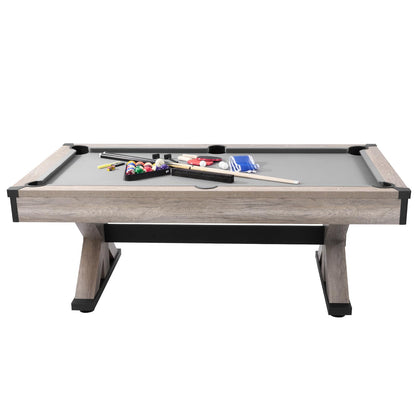 VEVOR 7ft Billiards Table Combo Set, 3-in-1 Multi Game Table with Dining, Pool, and Tennis Table, for Family Game Room Adults, Includes Full Set of Accessories, Wood Color with Grey Cloth