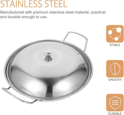 Hemoton 1 Set Stainless Steel Pot with Lid, Stockpot, Wok, Frying Pan, Kitchen Supply Dish