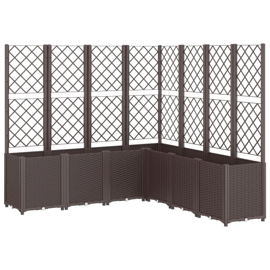 Coespram Modular Brown Garden Planter 63 x 63 x 55 in Outdoor Large Polypropylene Planter Box with Integrated Trellis for Patio Balcony Terrace