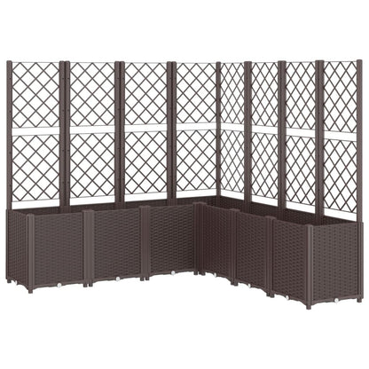 Yanyetangrui Garden Planter with Trellis Brown Polypropylene Large Outdoor Flower Pots 63"x63"x55.1" Modular Rattan Look Box for Patio Porch Garden Plants