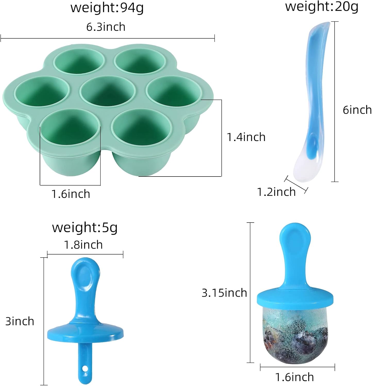 Silicone Popsicle Molds: Ice Pop Molds Storage Container for Homemade Food, Kids Ice Cream DIY Molds - BPA Free